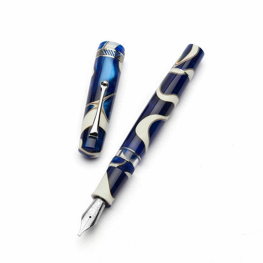 Leonardo Momento Magico Fountain Pen Blue Wave & Rhodium 14k