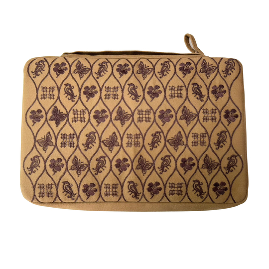 Kyoku Haku Pen Case for 20 Pens Embroidered Brown