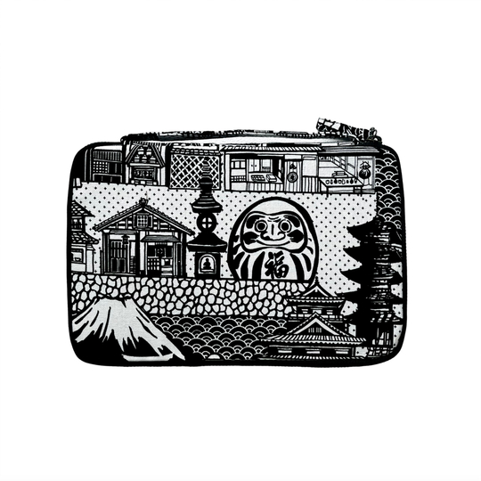 Kyoku Haku Pen Case for 10 Pens with Notebook Daruma Black