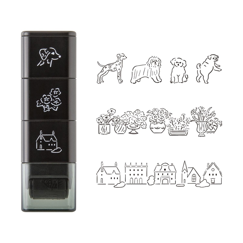 Midori Midori Paintable Stamp Roller Dog & Landscape