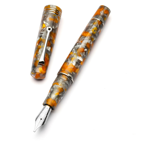 Leonardo Momento Zero Penna Stilografica Lava e Cenere & Rodio 14k