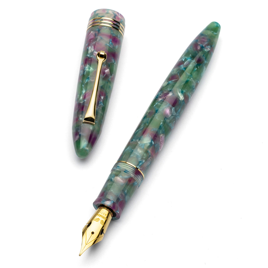 Leonardo Officina Italiana Furore Fountain Pen Aquapetra & Gold 14 KT