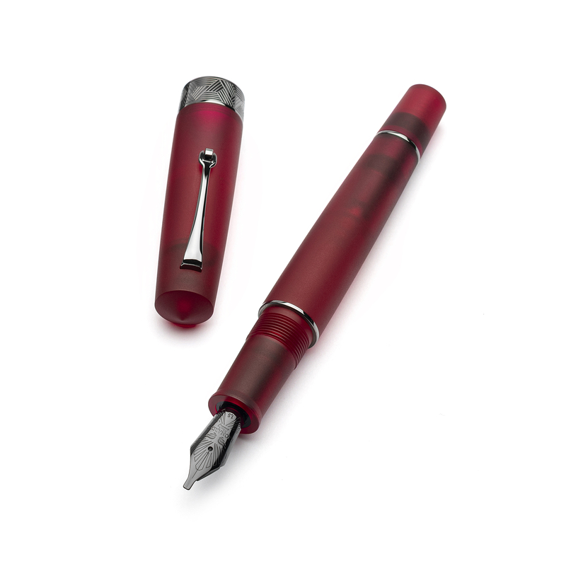 Leonardo Officina Italiana Leonardo Momento Zero Grande Pura Penna Stilografica Rossa & Rutenio 14k