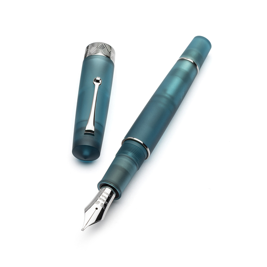 Leonardo Momento Zero Grande Pura Fountain Pen Petrol & Rhodium No. 8 Nib