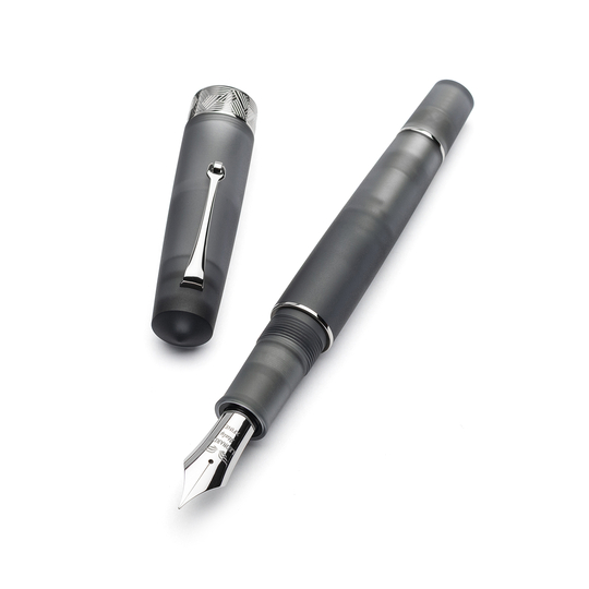 Leonardo Momento Zero Grande Pura Fountain Pen Grey & Rhodium No. 8 Nib