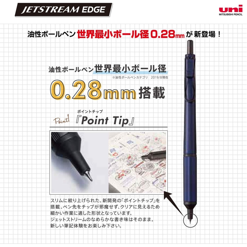 Uni Uni Jetstream Edge 0.28 mm Penna Sfera Nera