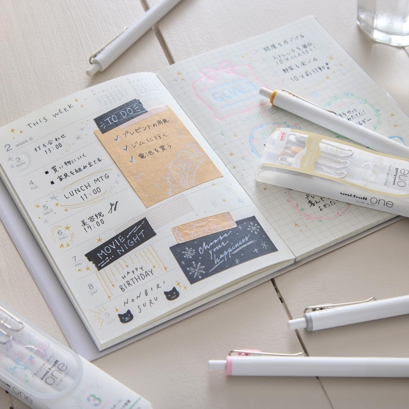 Uni Uni-ball One 0.5 mm Set of 3 Gel Pens White - Silver - Gold
