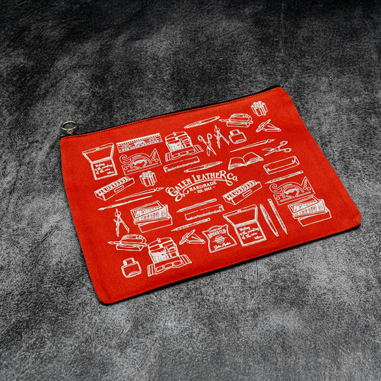 Galen Leather Canvas Clutch Orange