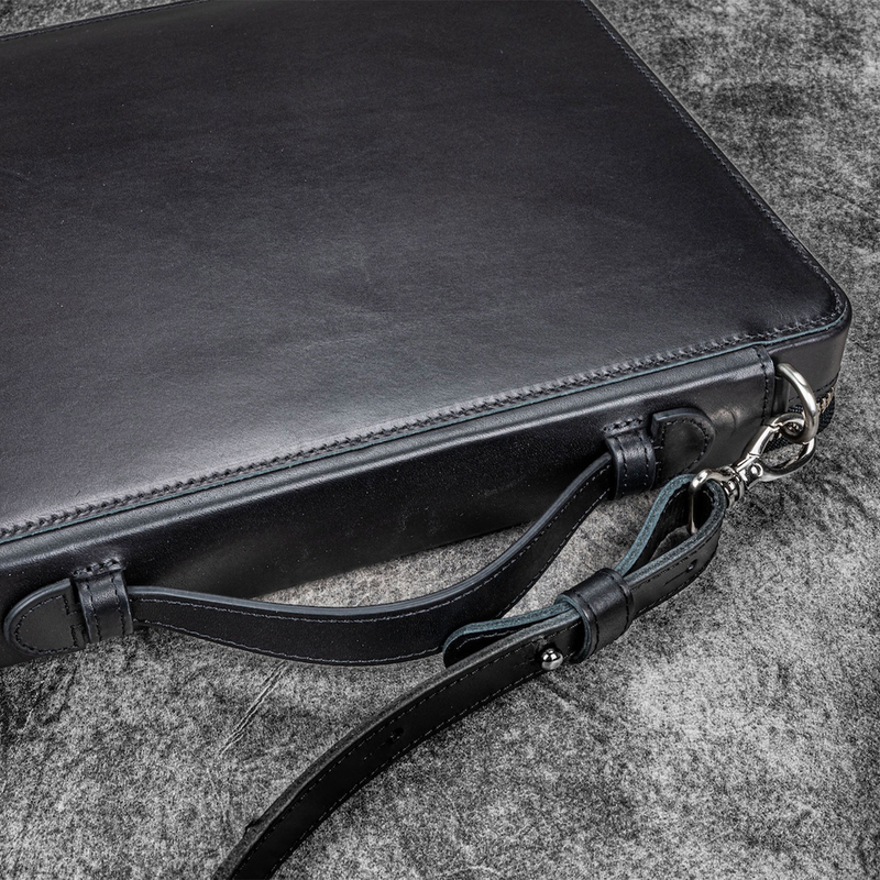 Galen Leather Galen Leather Compendium Bag Zippered Folio A4 Black