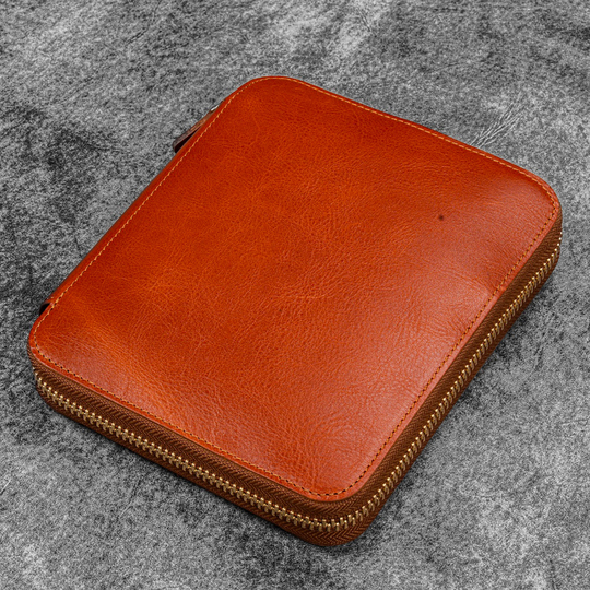 Galen Leather Portapenne in Pelle 6 Posti con Notebook A6 Deep Cognac