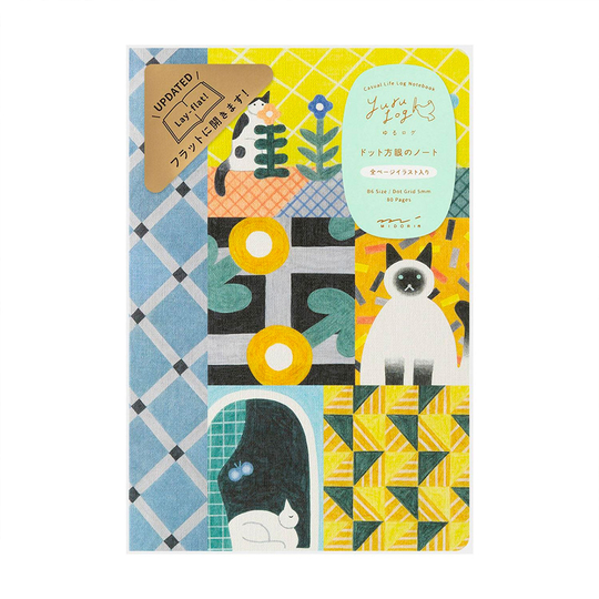 Midori Yuru Log Notebook B6 Cat Dot