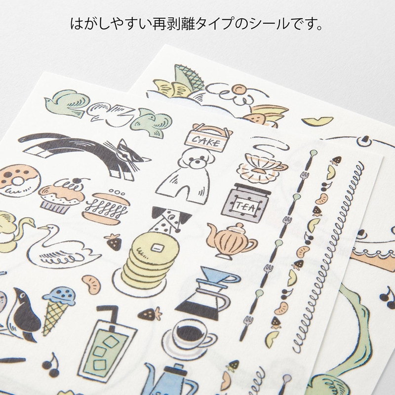 Midori Midori Yuru Log Decoration Stickers 2 Sheets Sweets & Animals