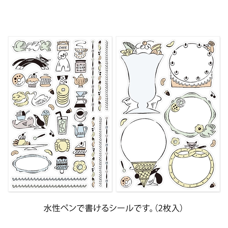 Midori Midori Yuru Log Adesivi Decorativi 2 Fogli Sweets & Animals