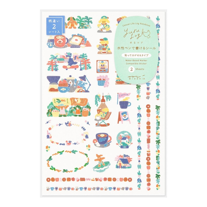 Midori Midori Yuru Log Adesivi Decorativi 2 Fogli Coffee Shop