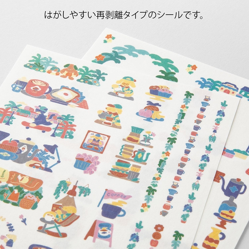 Midori Midori Yuru Log Adesivi Decorativi 2 Fogli Coffee Shop