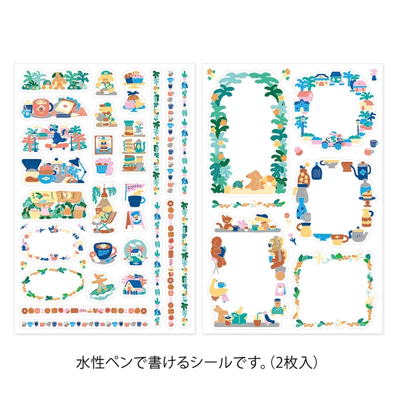 Midori Midori Yuru Log Decoration Stickers 2 Sheets Coffee Shop