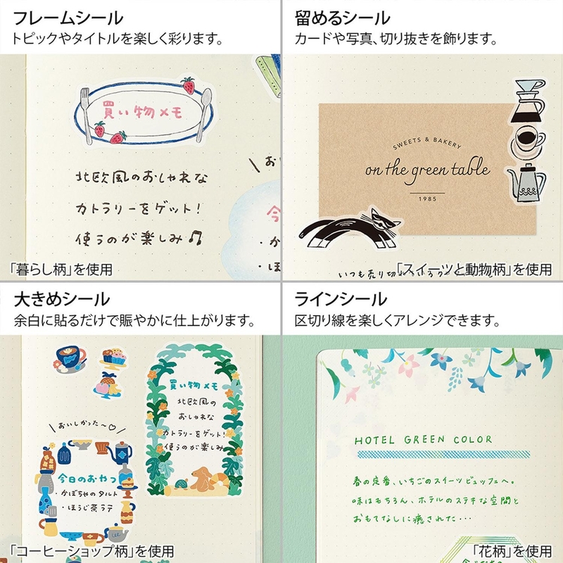 Midori Midori Yuru Log Decoration Stickers 2 Sheets Floral
