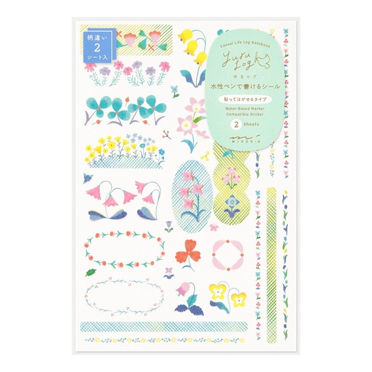 Midori Yuru Log Decoration Stickers 2 Sheets Floral