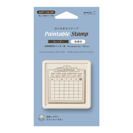 Midori Timbro Preinchiostrato Soft Color Calendario Marrone